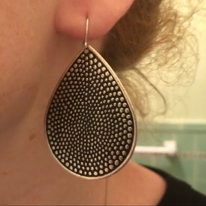 Hammered Metal Silver Earrings Dotted